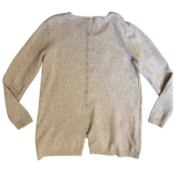 Parkhurst Embroidered Polka Dot Sweater Sz M Gray Button Down Back Sz M - Picture 2 of 4